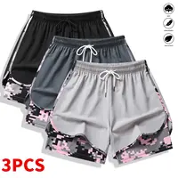 Women’s casual athletic shorts set (3 pieces), featuring built-in lining, drawstring, and elastic waistband—suitable for outdoor sports, fitness, running, and everyday wear; women’s shorts, athletic shorts, womenswear