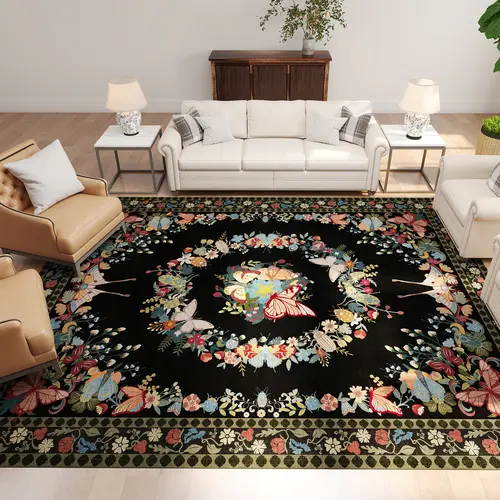 MUGORN Boho Decorative Fluffy Rug - High-Density Polyester, Geometric Lines, Short Fluff, Machine Washable, Non-Slip, Robo Vac Friendly, Wear-Resistant, Stain Resistant, Stays Flat After Wash, Multi-Size, Mother's Day Gift for Indoor Living Room, Bedroom