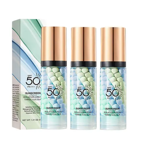 【Buy two get one free】 3-in-1 Face Primer with SPF 50 Sunscreen, Color Correcting Makeup Base, Oil Control & Hydrating Skin Tone Corrector, Blurs Imperfections for Radiant, Smooth Skin