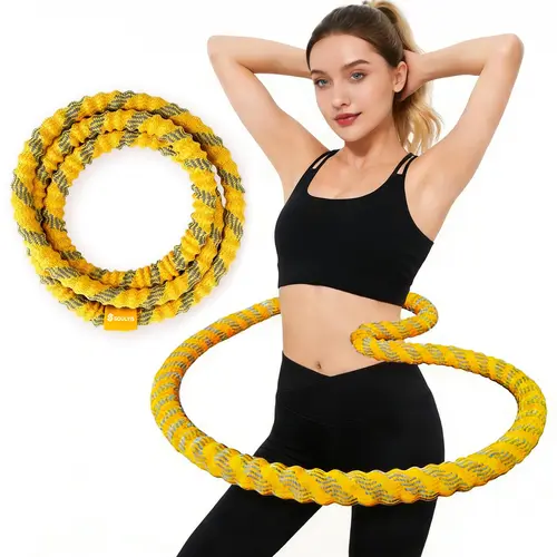 Soulyis Spring-Loaded Weighted Hula Hoop - Portable Silent Anti-Pinch Resistance Training Equipment, Easy-Carry On-The-Go Ab Simulator for Core Exercises, Glute Focused Tool to Enhance Core Strength