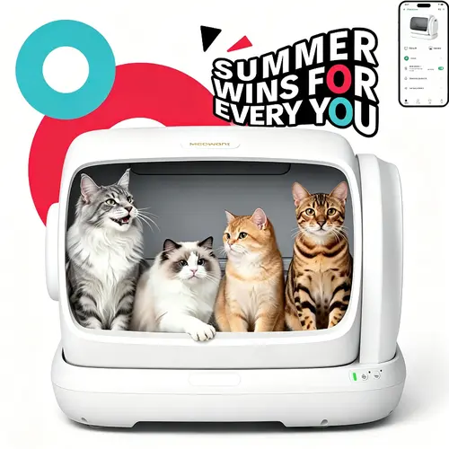 Meowant SC09 Automatic Litter Box - 106L Extra-Large Low-Entrance Self-Cleaning Cat Litter Tray, Safety Anti-Pinch Sensor, APP Control, Odor-Free Mat, Odor-Free Liner (For Pet Lovers, Summer Use), Cool Kitten Stuff