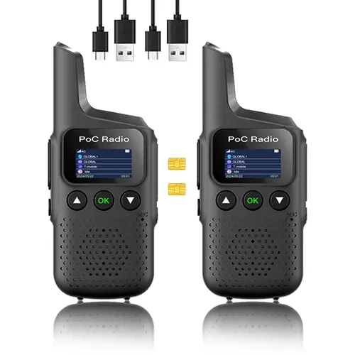 4G Nationwide LTE Walkie-Talkie Set - POC 2-Way Radio with Batteries, 5000+ mi Unlimited Range for Truck Drivers, Construction Workers, Cells Compatible
