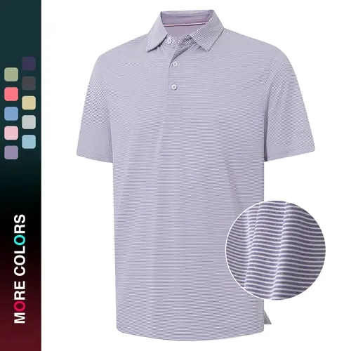 MAELREG Mens Polo Shirts Collared Quick Dry Stripe Moisture Wicking Casual Athletic Golf Polo Shirts for Men Short Sleeve