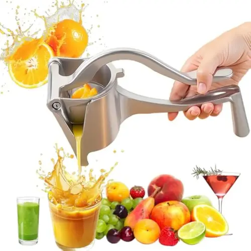 【JULIANG】Portable Compact Aluminum Hand Juicer Squeezer - Manual Fruit Juice Extractor with Handle, Food-Grade Alloy ABS Kitchen Utensil for Daily Use, Smooth Operation, Easy Cleaning, Detachable Head Press, Nut-Crushing Capability, Juicer Cup Compatible