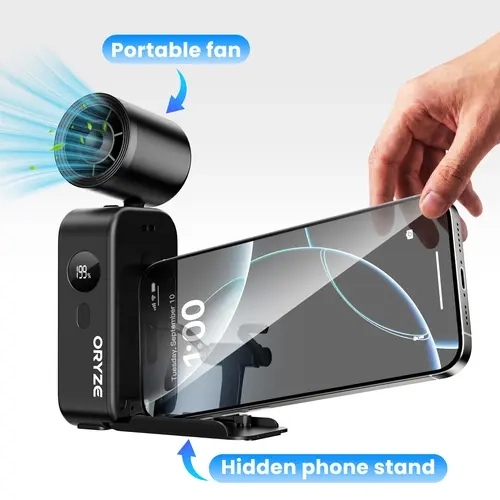 Multifunctional Handheld Turbo Fan: Built-in Stand, Turbo Boost Technology, 199 Adjustable Speed Levels, Foldable, Includes Waist/Neck Clip — Ideal for Travel & Outdoor Use — Perfect BackToSchool