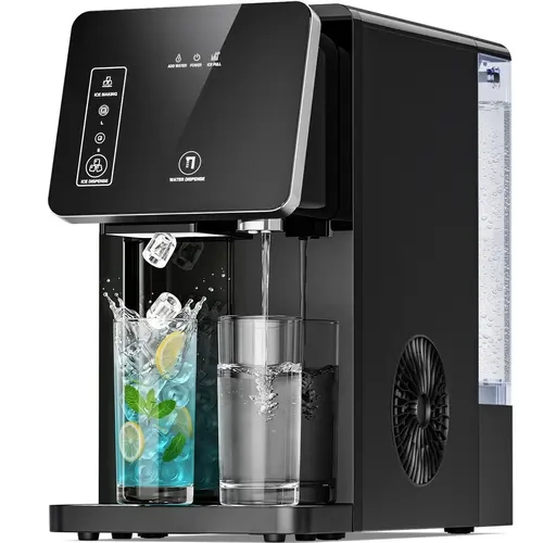 Antarctic Star Countertop Ice Maker Machine – 3.3L Tank, 9 Bullet Ice Cubes in 8-12 Mins, 12KG/Day Capacity, Simple High-End Design with Easy Drain, 1.0L Ice Storage (0.5kg), for Home/Office/Kitchen, Silver/Black, Icemaker, Ice Making Machine, 115V/60Hz,