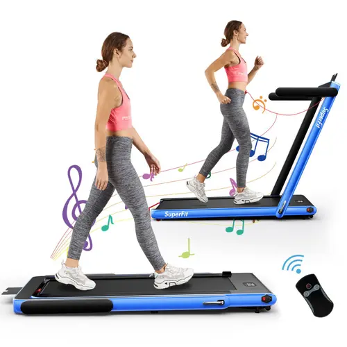 COSTWAY Walking Pad, 7.5 MPH Foldable Treadmill with Smart App & Remote Control, Bluetooth LED Monitor, Small Spaces Compact Running Machine, Folding Portable Under Desk Treadmill for Home Office