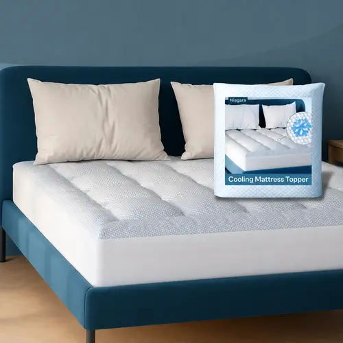 Niagara Cooling Bed Topper - Quilted Nylon Pillow Top, Breathable, Soft, Skin-Friendly, Deep Pocket, Machine Washable, for Adults and Children with Chemical Sensitivities, Twin to California King Sizes, Bedding Mattress Topper