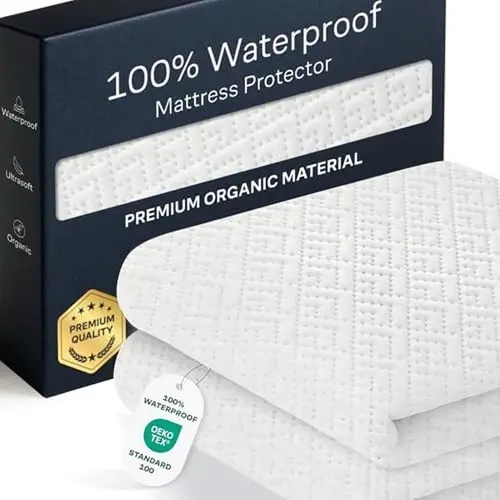Niagara Waterproof Mattress Protector Pad (Twin, Queen Sizes) - PU-Coated, Noiseless, Cooling Bamboo Viscose, Smooth Surface, Breathable, Deep Pocket, Wrinkle Resistant, Machine Washable, Tumble Dry, Soft, Skin-Friendly, Ideal for Hot Sleepers, Parents