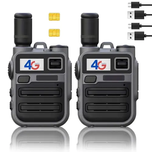 Adults' 2-Pack LTE PoC Push-to-Talk Over Cellular Walkie Talkie Set - 14+ Years Target, Nationwide 4G Radios, 5000+ mi Long Range, Included SIM Cards, Built-in Batteries, Mobile Phone Signal Compatibility, Not Water Resistant