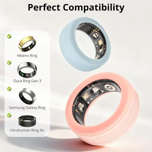 COLMI Soft Silicone Protective Ring Cover for Smart Ring R02-R10-R03, Open Sensor Areas Keep Tracking On, Sensor Access for Fitness Users, Lightweight Durable Accessory, S(US7-9)/M(US10-13), M(Blue:10~13 Size), Work/Fitness Protection, Exchange Offer