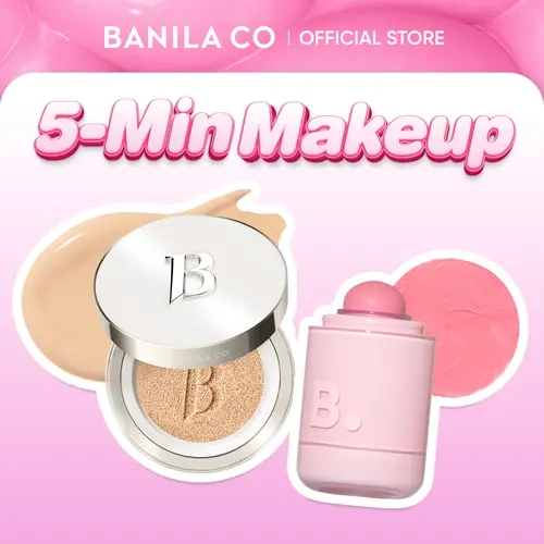 BANILA CO 5-Minute Makeup Duo | Covericious Ultimate Cover Cushion & Romantic Blush Lip & Cheek | Long-Wear Full Coverage Cushion Foundation + Multi-Use Lip, Cheek & Eye Color Stick