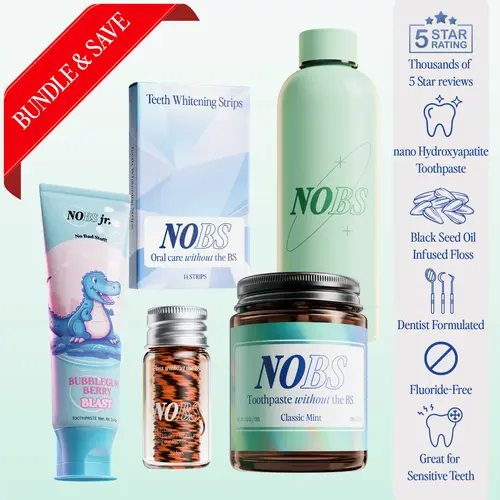 NOBS, NOBS Jr, Mouthwash, Whitening Strips, & Expandable Floss Bundle