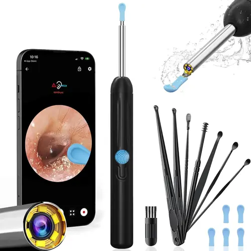 Ear Wax Removal Tool Kit with 1080P HD Camera, 360° Wide-Angle Lens, 6 Pcs Ear Set, LED Lights, 130mAh Battery, iOS & Android Compatible Personal Care #fathersdaygift