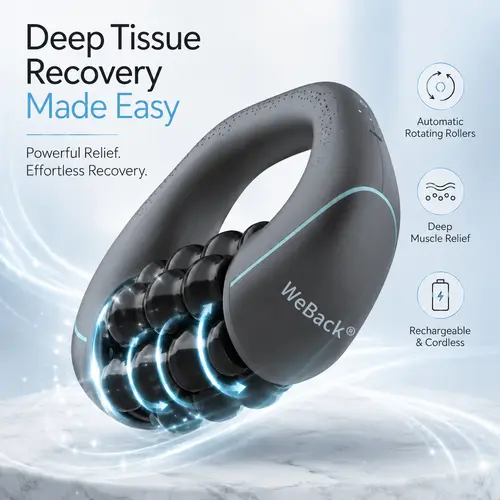 WeBack Handheld electric rolling massager provides full-body relief for deep tissues and muscle with 3-speed rotation. summerwins