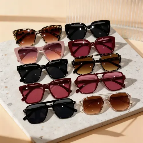 10 Pairs American Style Women's Thick Frame Large Summer Trendy Frames Sunglasses Set, Fashionable Sunglasses, Stylish Sunglasses, Ideal for Daily Travel and Driving, Perfect Gift Choice