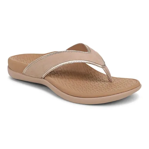 Vionic Leather Metallic Trim Thong Sandals - Tide Tava
