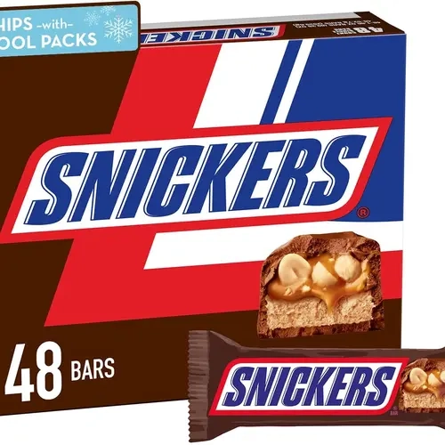 Snickers Full-Size GMO-Free Milk Chocolate Bars - Peanut Caramel, 1.86 oz, 12/24/48 Count Pack Options - Cupboard-Safe Snacks, Candy Chocolate, Candies