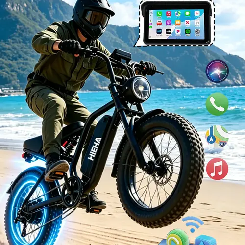 Hieha 2026 Upgraded Smart Ebike - 1500W Powerful Motor, 34MPH Max Speed, CarPlay Screen, Dual Cameras, APP Control, Waterproof Off-Road Electric Bicycle #fathersdaygift, Ebikes,father'sdaygifts