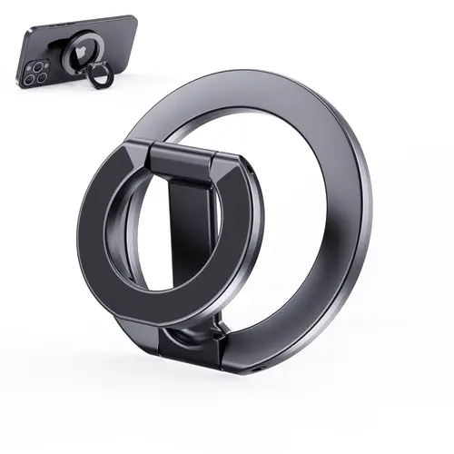 Double-Sided Rotatable Smartphone Ring Grip with 3× Magnet Boost & Foldable Metal Kickstand, Strong Magnetic Accessory for Hands-Free Video Calls & Car Mounts, Compatible with iPhone 17/16/15/14/13 Pro Max Plus (Phone Holders & Mounts)