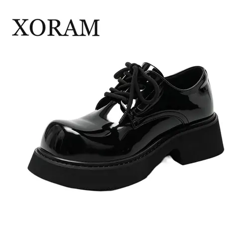 XORAM Men's Color-Shifting Patent Leather Shoes – Chunky Platform Harness Style, Red/Brown/Gradient Available 9522-H