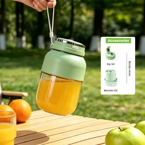 Portable Cordless Handheld Blender - 24oz BPA-Free Vessel, Leakproof Lid, Sip Spout, USB-C Rechargeable Personal Smoothie Maker for Shakes, Travel, Mini Appliances, Cool Gadgets, Traveling Gadgets (Includes Nutritious Recipe)