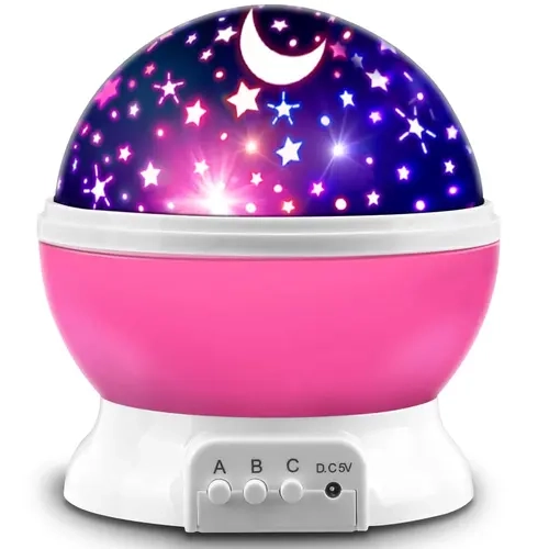 Pink Star Galaxy Light Projector - LED Decoration Lamp, 17-Color Atmosphere Night Light, Flicker-Free LEDs, 360° Rotation Star Sky, Kids' Rooms Decor, Sleep Aid, Girl Gifts