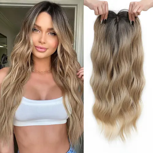 PANEWAY 20 Inch Wavy Synthetic Hair Topper with Bangs – Lightweight Clip-In for Thinning Hair, Natural Volume & Daily Confidence Boost (100% Premium Kanekalon)