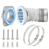 GJANSH Dryer Vent Connector Kit, 1 Kit with 4-Inch Duct Wall Plate, 8ft Flexible & Durable Hose Vent, Twist Lock Quick-Release Connector, Duct Flange, Easy-to-Clean for Laundry Wall Exhaust