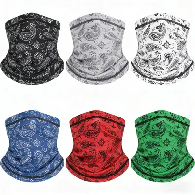 Unisex 6-Pack Cotton Camouflage Neck Gaiters Face Covers - Seamless, Quick Dry, 1-Size Protective Gear, Multi-Functional Bandana Scarf Balaclava Headband, Sports & Outdoor Accessories for Adults