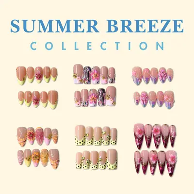 NailPhoria AFTERGLOW COLLECTION - SUMMER Handmade Press-On Nails | Reusable, Salon-Quality, Long-Lasting, Glossy Design