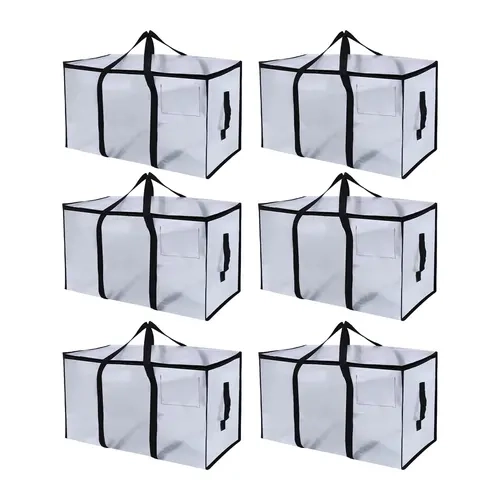 STOWM 6-Pack High-Quality Plastic Multi-Purpose Zipper Sealing Storage Bags - Extra-Large Fit High Capacity Space-Savers for Clothes & Tools, Home & Office Organization