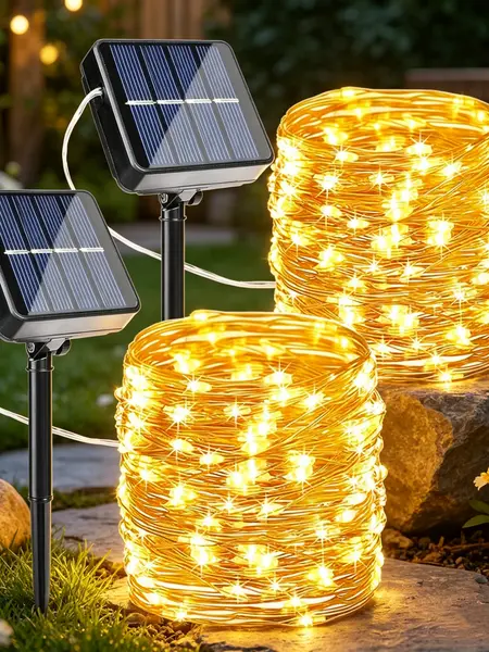 Flacchi 2-Pack Solar String Lights, 80FT 240 LED Fairy Lights Outdoor Waterproof with 8 Modes for Garden, Yard, Patio, Fence, Tree & Party Decor