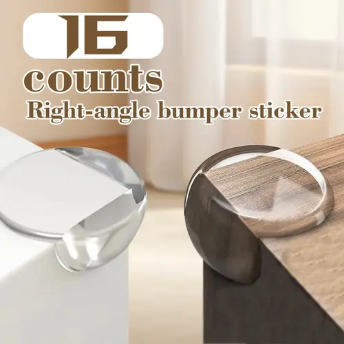 16-Count Transparent PVC Furniture Table Corner Safety Protectors, Round Shape Adhesive-Strip Bumpers, Thick PVC Sharp Edge Coverage, Fits Marble & More, Absorbs Everyday Bumps