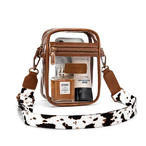 Wrangler Stadium Approved Clear Bag Functional See Through Crossbody Purse with Strap for Men and Women