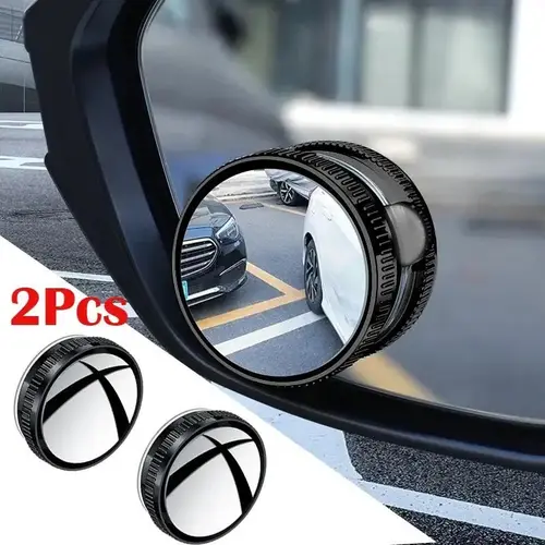 Joytutus 2-Piece Round Car Blind Spot Mirrors - 2 In HD Clarity Convex Rearview Auto Parts, 360° Wide-Angle Suction-Mount with Rain Visors, SUV/Truck Fit Universal Vehicle Accessory, Auto Accessories Interior (Black)