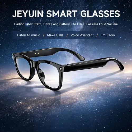 JEYUIN Men’s Square Frame Multifunctional Smart Glasses - AI Photochromic Wearable, Wireless Audio Glasses with Bluetooth, Hands-Free Calling, Voice Assistant, Realtime Translation, WiFi