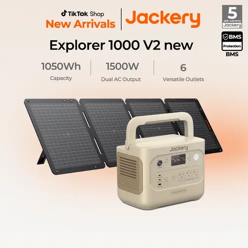 Jackery Solar Generator 1000 V2– High-capacity solar lithium battery with stable AC output, ideal as emergency backup for snowstorms, storms, power outages and off-grid scenarios, plus fast delivery service.