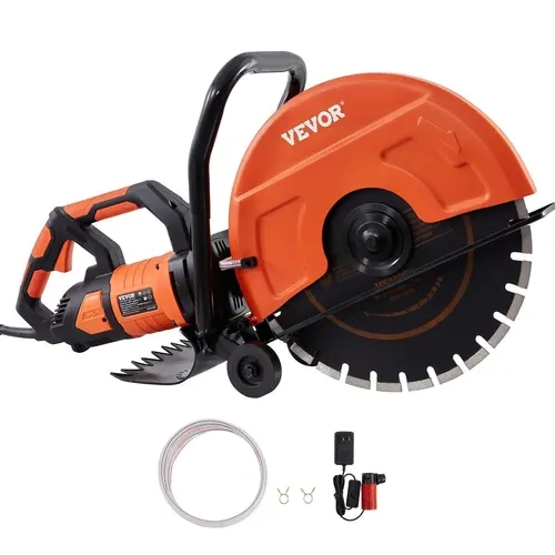 VEVOR 16 In Wet Disk Saw Cutter with 3200W Power 15A Pure Copper Motor (3600rpm), Overload Guard, Double Switch, Wet Disk Control, 6-in Adjustable Cutting Depth, Water Line-Pump-Blade, Comfortable Grip, Durable Masonry Tool for Stone/Brick