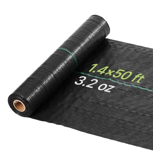VEVOR Heavy Duty Weed Barrier Fabric, 1.4x50FT Tightly Woven 3.2 oz Polypropylene Geotextile Webbing, Sun-Proof Fabric for Driveways, Roots Can’t Pierce, Blocks Sunlight, Guideline Alignment, Enhanced Puncture & Tear Durability, Black