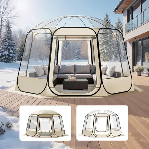 VEVOR Pop Up Bubble Tent, 12x11.1ft Floorless Tent with 540° Panoramic View Dome Windows, Waterproof, Foldable UV-Resistant, Wear-Resistant, Retractable, Complete Accessories Included, Refined Craftsmanship for 10-12 Persons Patio Backyard, Floorless Tent