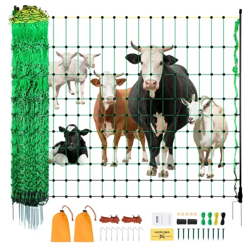 VEVOR Electric Fence Netting, 50" H x 164' L, Livestock Net Fencing with Posts & Stakes, Portable Mesh Nets for Goats, Sheep, Deer, Hogs, Dogs, Electric Fencing for Backyards, Gardens, Farms, Ranches#SohoChic