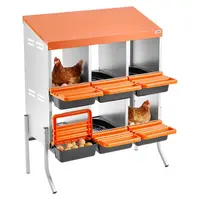 VEVOR 6-Compartment Peck-Resist Chicken Nesting Boxes, Galvanized Steel & High-Strength Plastic, 10.4 in Wobble-Stable Beam, Support Legs, Flexible Installation, Ventilation Holes Keep Nests Drier, Easy Egg Collection, Orange Roll-Away Boxes for Hens