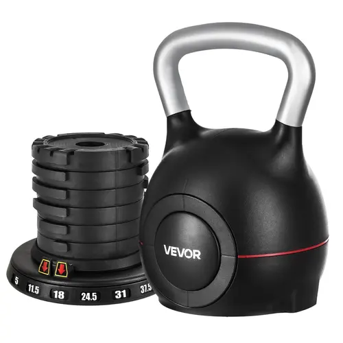VEVOR Adjustable Weightlifting Kettlebell Set, Sturdy 7-Level (5,11.5,18,24.5,31,37.5,44 lbs) Die-Cast Aluminum Alloy & ABS, Wear-Resistant Handle, Strength Training Accessory, Fitness Equipment, Portable Fitness Equipment, At Home Gym Equipment#SohoChic
