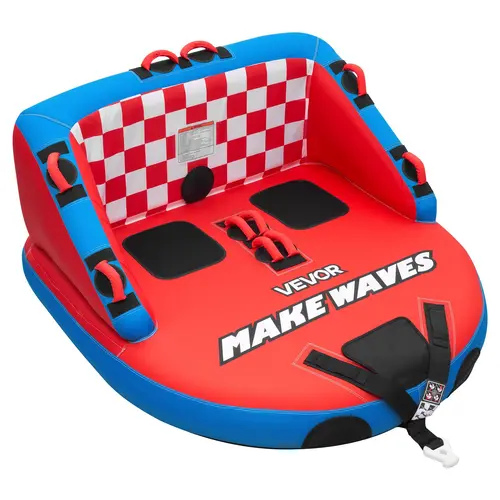 VEVOR Unisex 2-Rider Inflatable Water Sports Tube, 340 lbs Capacity Boating Tube for Adults - Full Nylon Cover, Dual Tow Points, Safety Valve, Padded Handles, Thick PVC Liner, Double-Stitched Seams, UV Protection