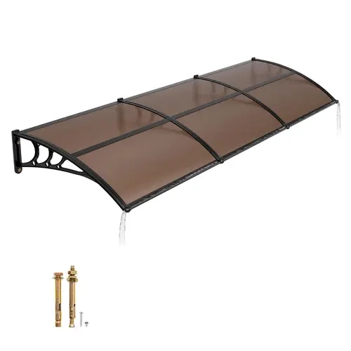 VEVOR Awnings for Door Entrance, 38 x 117 in, Exterior Front Door Window Awnings with Drainage & ABS Bracket, Rain Snow Sun Protection, Overhang Polycarbonate Door Canopy for Porch Patio, Brown#SohoChic