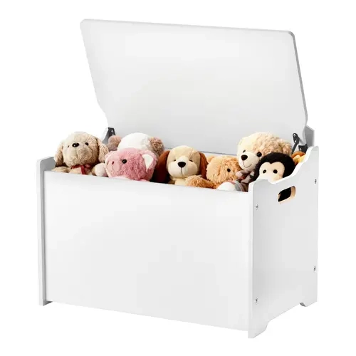 VEVOR Kids Wood Storage Bench with Pinch-Safe Hinges, 212 lbs/96 kg Top Capacity, Scratch-Resistant Surface, Wipe-Clean Surface Refreshes, Backrest Cabinet, 23.5" Wide, 23.5x14.5x21.46 in, White#SohoChic for Playroom, Living Room