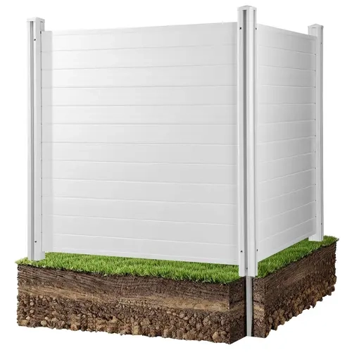 VEVOR 2-Panel 50x50 in Waterproof Exterior Privacy Screen, Horizontal Vinyl Fence with 20in Ground Insert, 27.6in Stakes, No-Drilling Slide-In Installation, for Home Patio A/C Units, Hiding Pool Gear#SohoChic