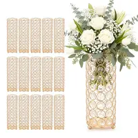 VEVOR 16-Piece Classic Gold Electroplated Cylinder Crystal Floral Vase Set, 10.24in Tall Q235A Steel Clean Elegant Table Look Centerpieces, Easy-Install Dining Table Centerpiece for Home Decor Weddings