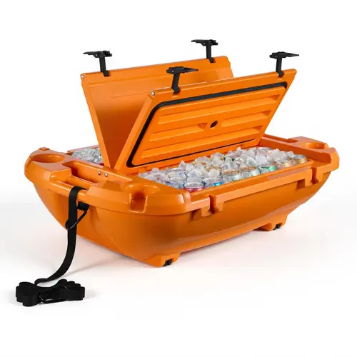 【FathersDayGift】VEVOR 40 QT Floating Cooler, Floating Ice Chest with Dry Storage & Tow Rope, Premium LLDPE Amphibious Drink Cooler for Water & Land, Cruise Smoothly Stable on Lake, River, Pool, Beach, Kayak, Orange